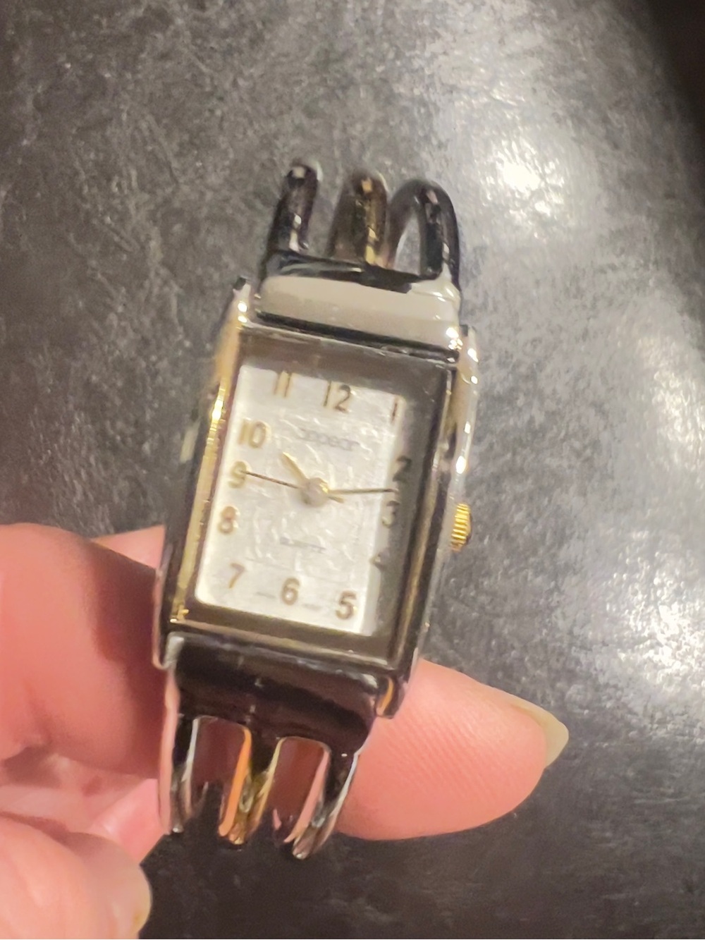Dressy Women's Two-Tone Rectangular Watch - Gold & Silver